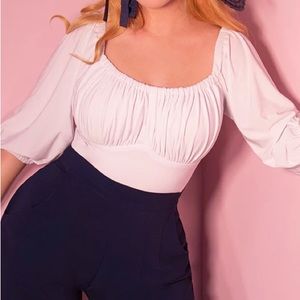 Vixen by Micheline Pitt White Vacation Blouse L